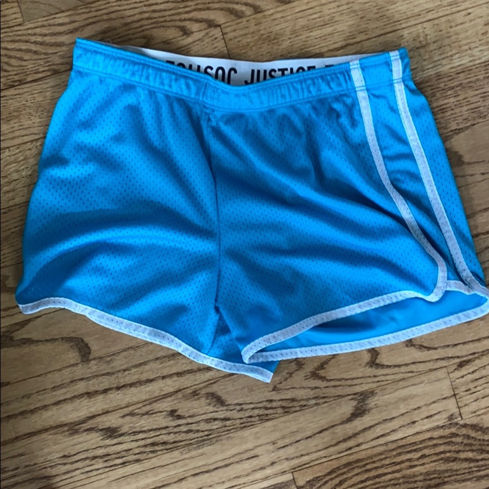 blue athletic shorts